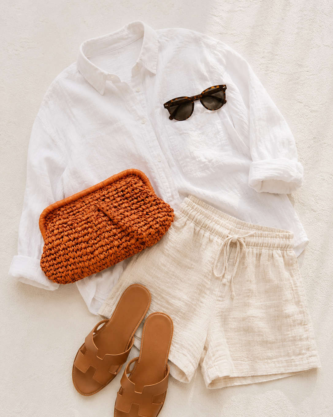 Elody Straw Clutch Orange