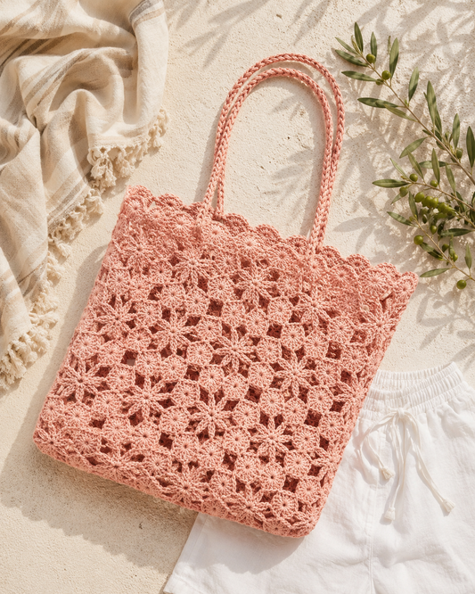 Crochet Tote Corallo - Pink Coral