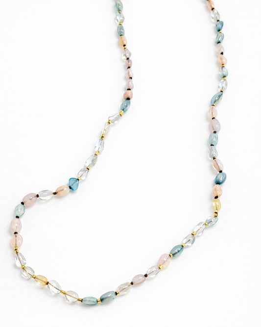 Lola Stone Necklace - Pale Blue & Blush