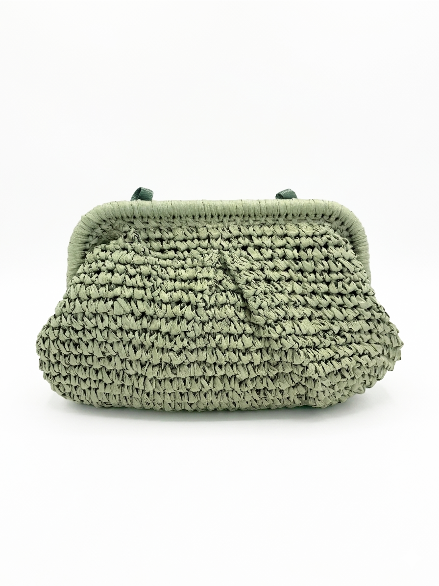 Elody Straw Clutch Matcha