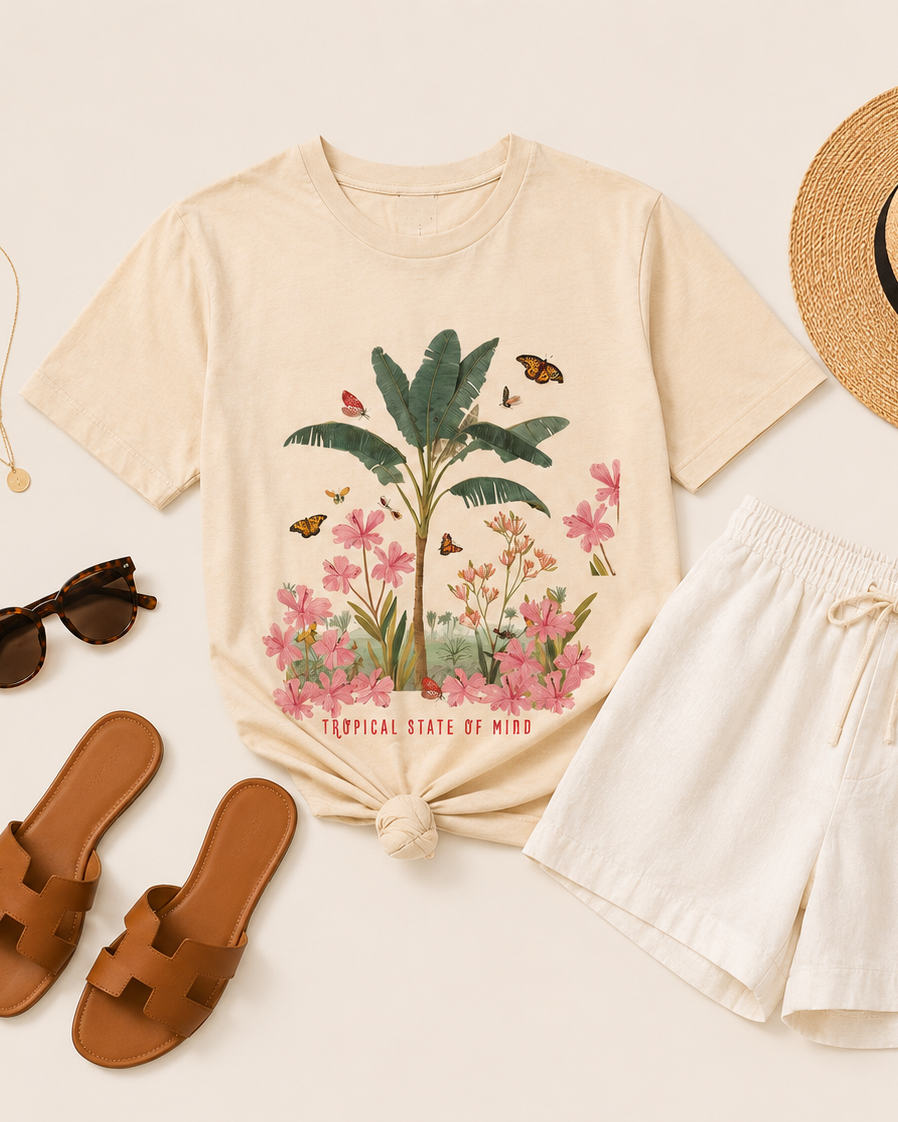 Tropical State of Mind Tshirt - Cream