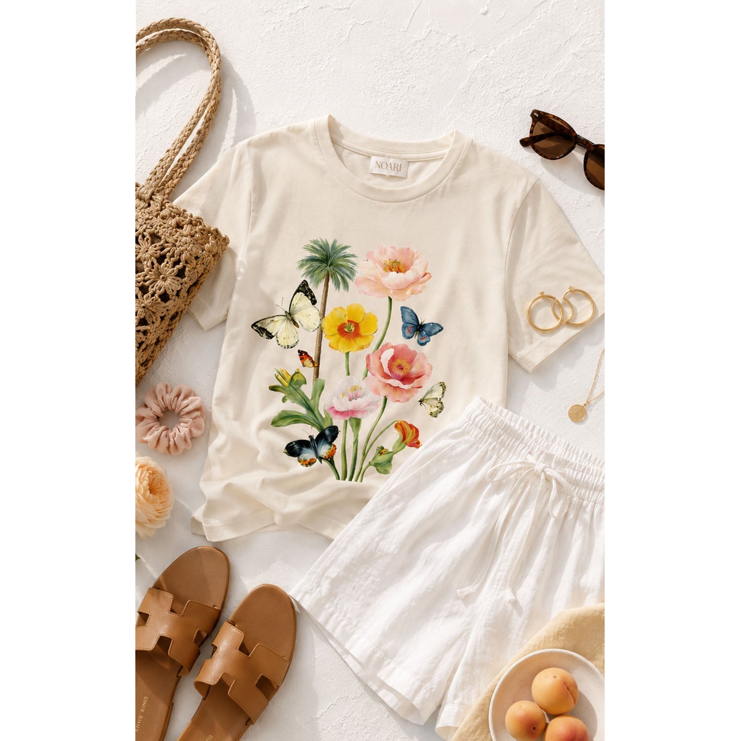 TShirt - Botanical Butterfly - Cream