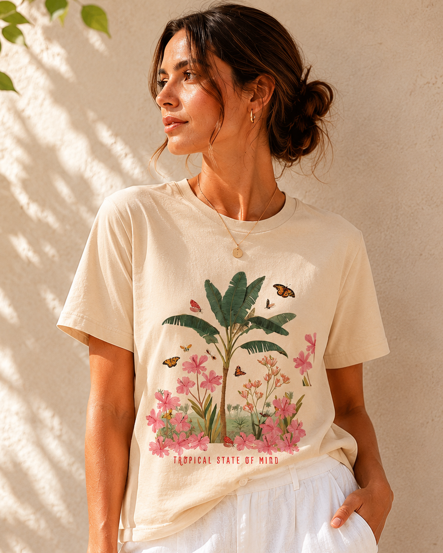 Tropical State of Mind Tshirt - Cream