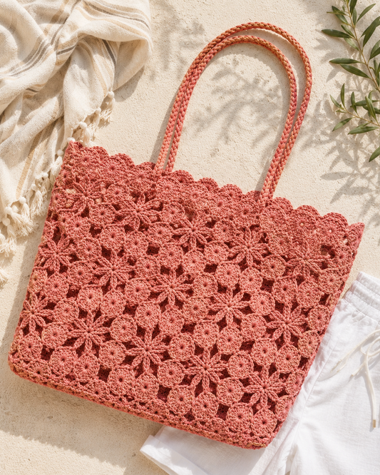 Crochet Tote Corallo - Pink Rose