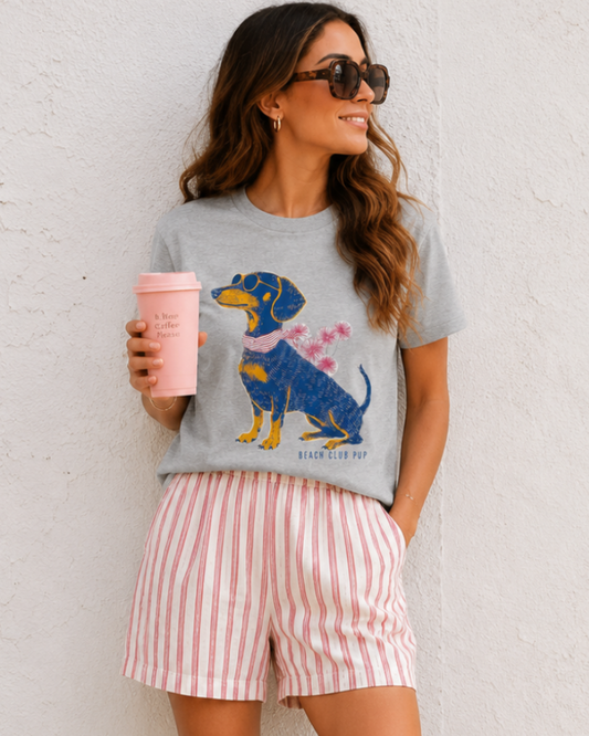 Beach Club Pup Tshirt - Grey