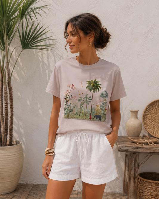Girl & Elephant Tshirt - Taupe