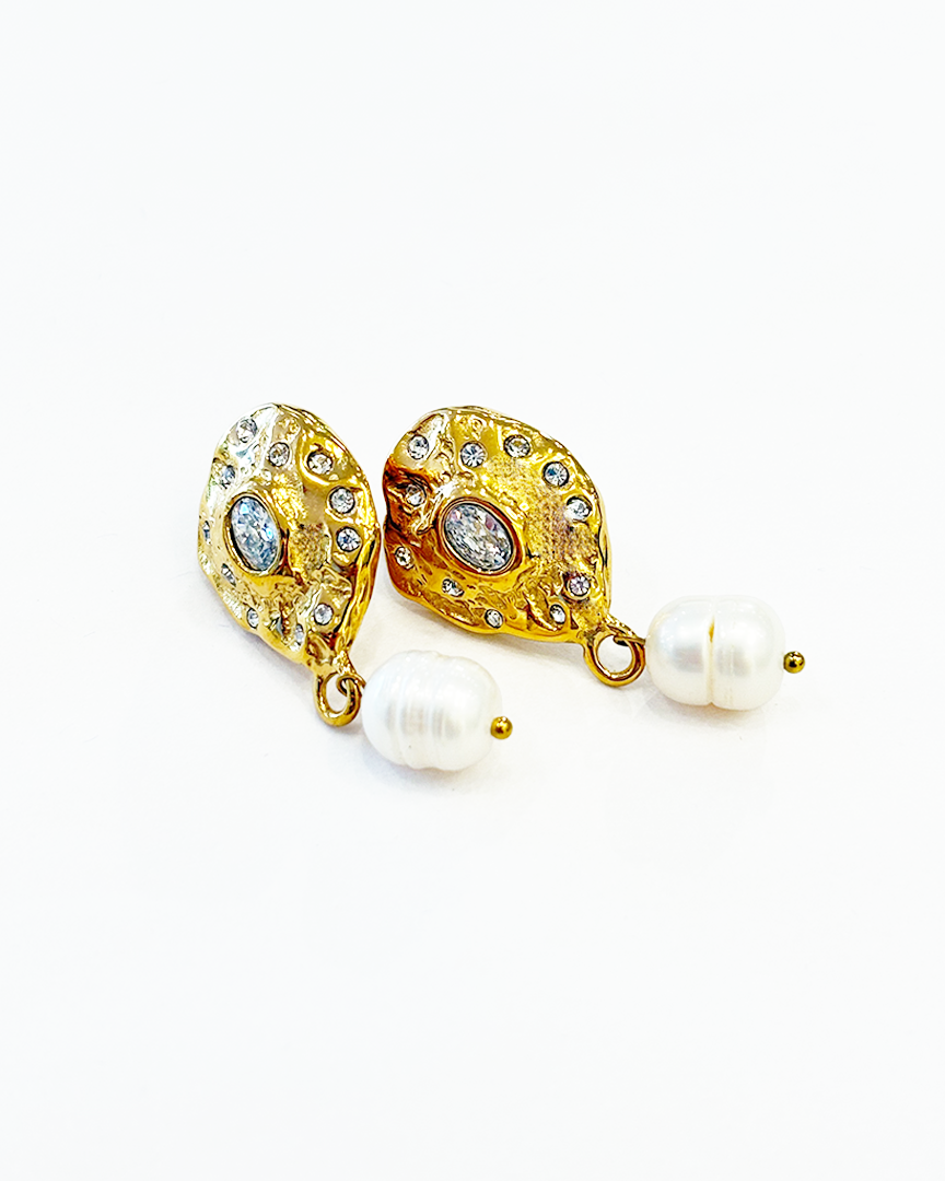 Zirconia & Pearl Drop Earring