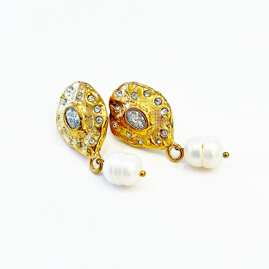 Earring - Zirconia & Pearl Drop