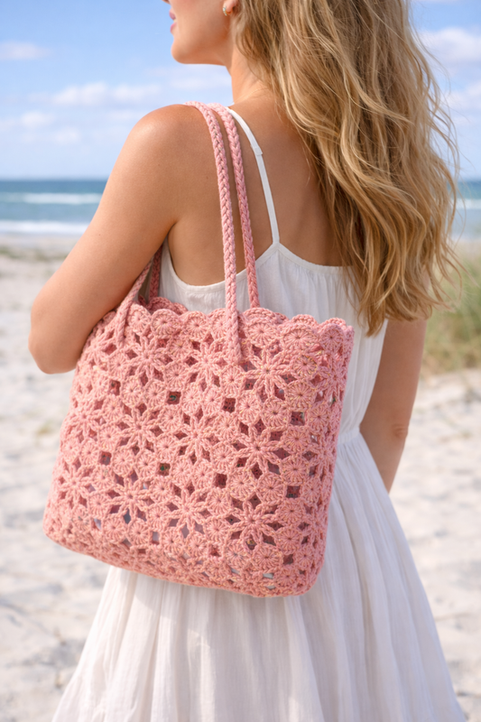 Crochet Tote Corallo - Pink Coral