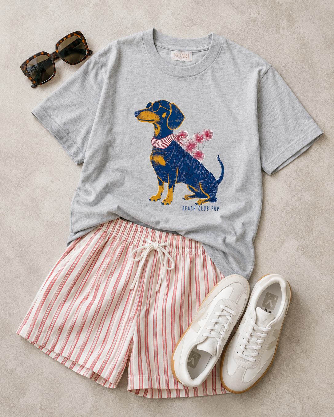 Beach Club Pup Tshirt - Grey