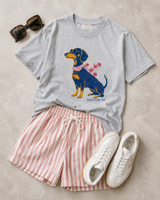 Beach Club Pup Tshirt - Grey