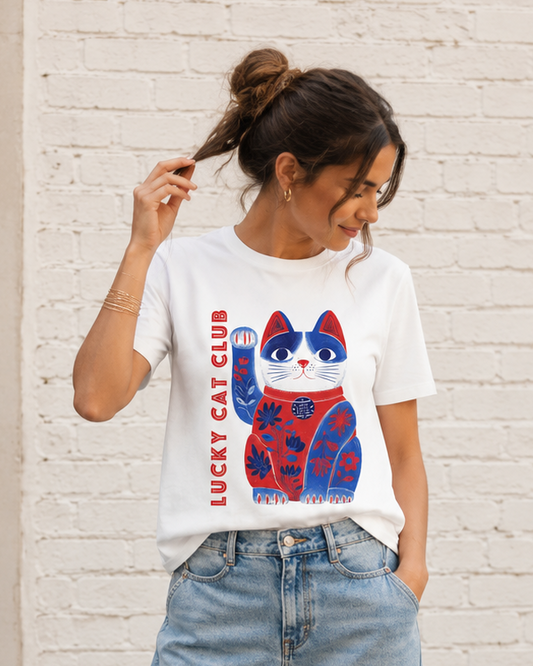 Lucky Cat Club Tshirt - White