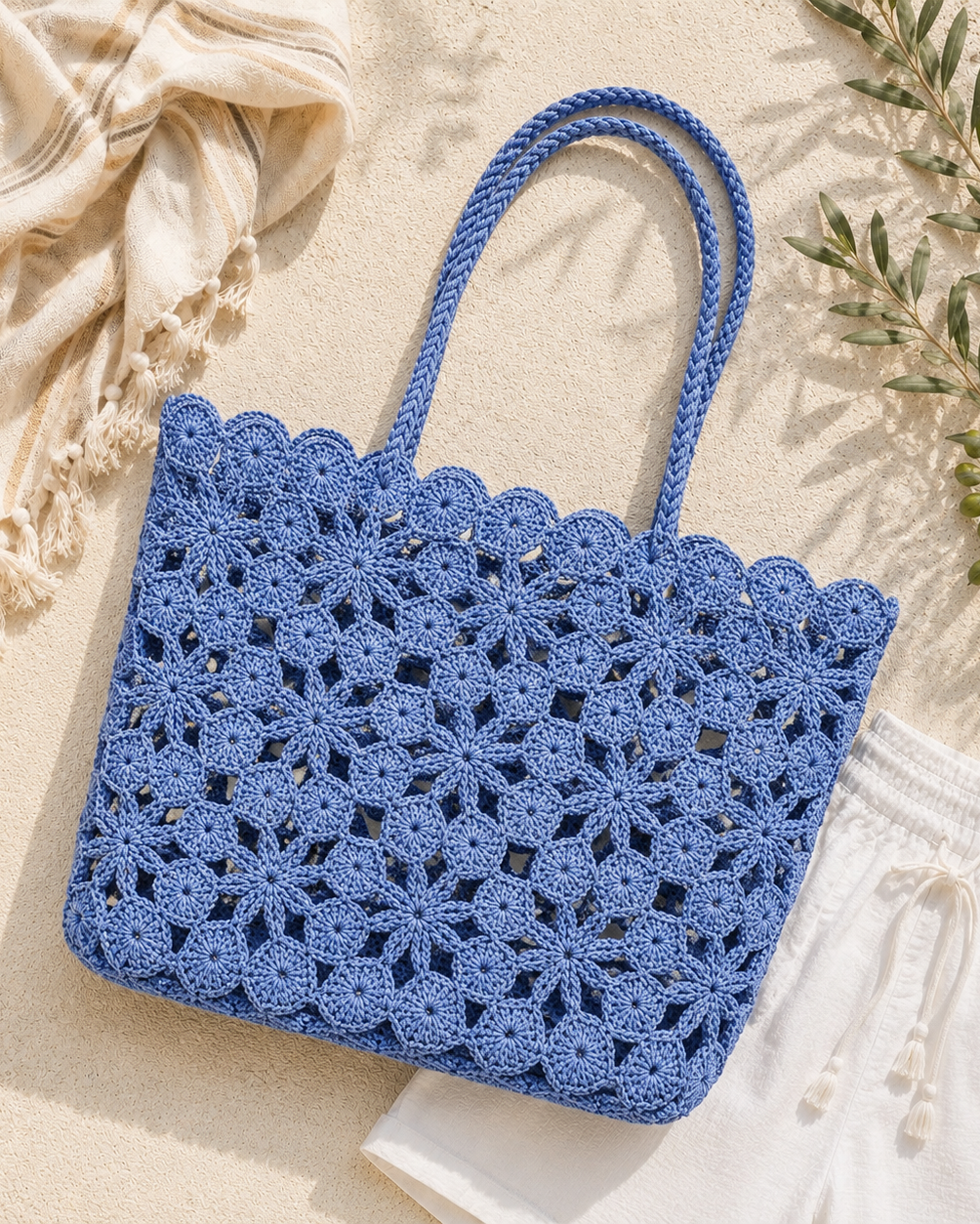 Crochet Tote Corallo - Blue Matisse