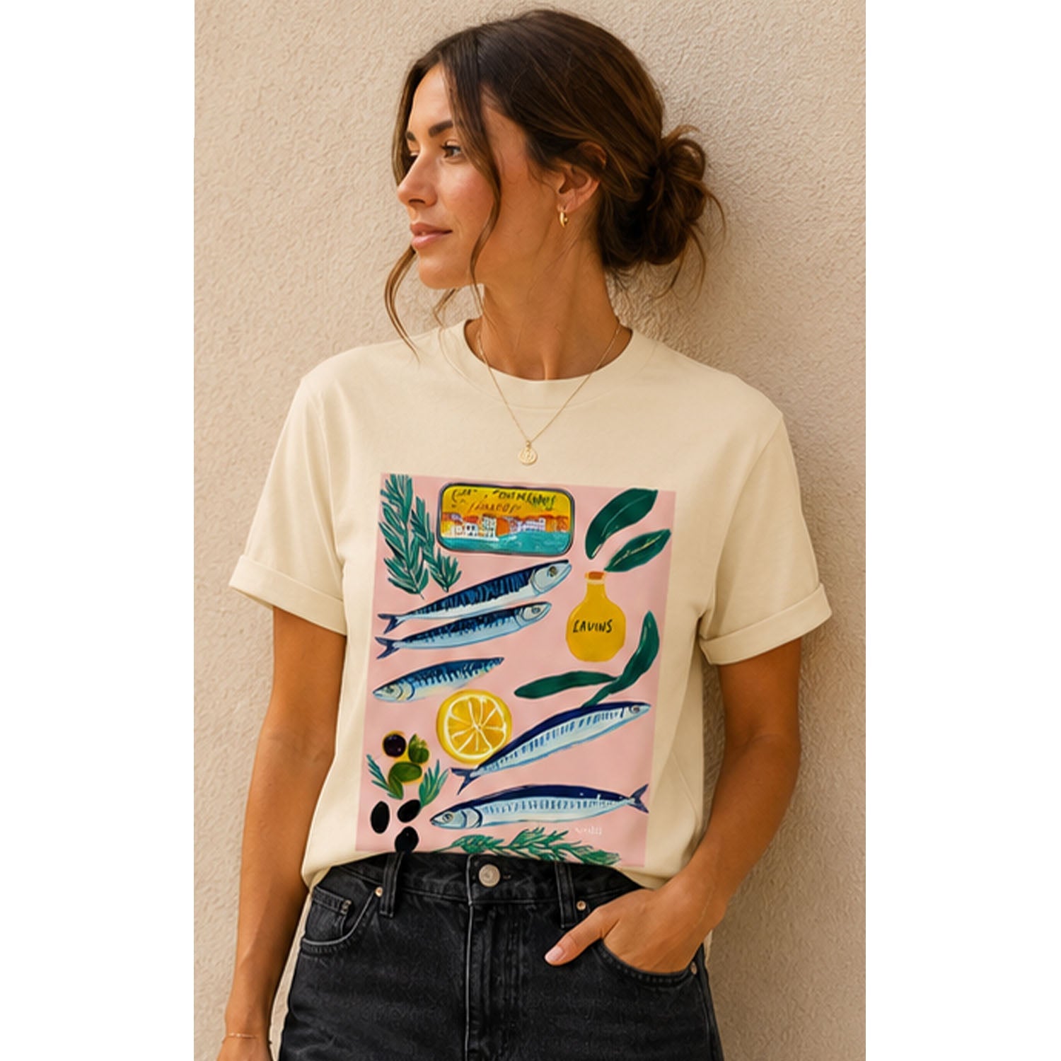 Tshirt - Sardines Tin - Cream