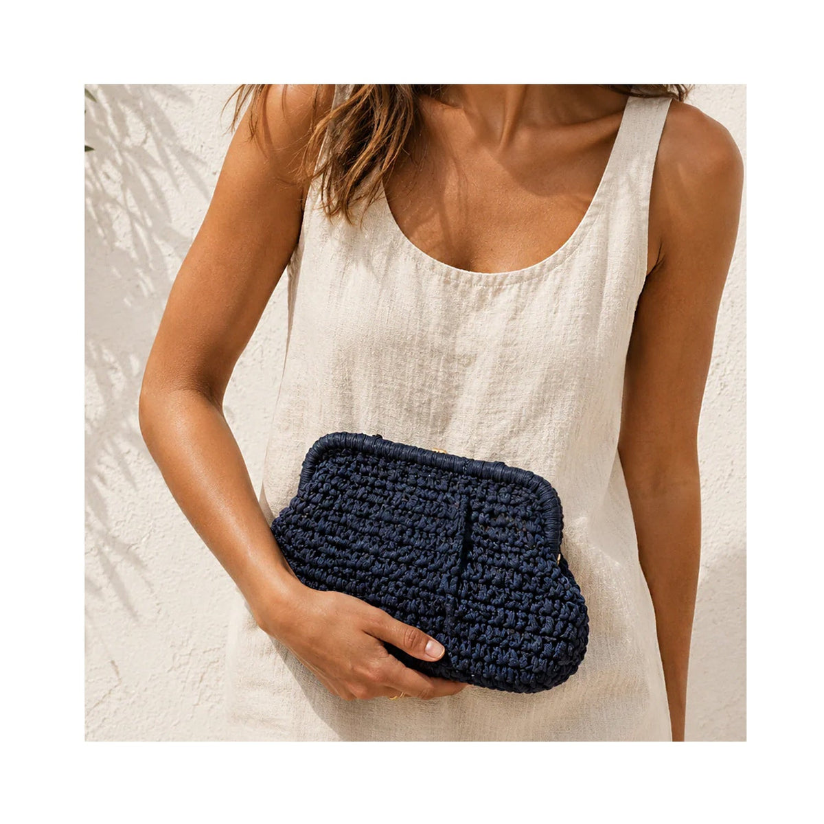 Clutch Elody Straw - Navy