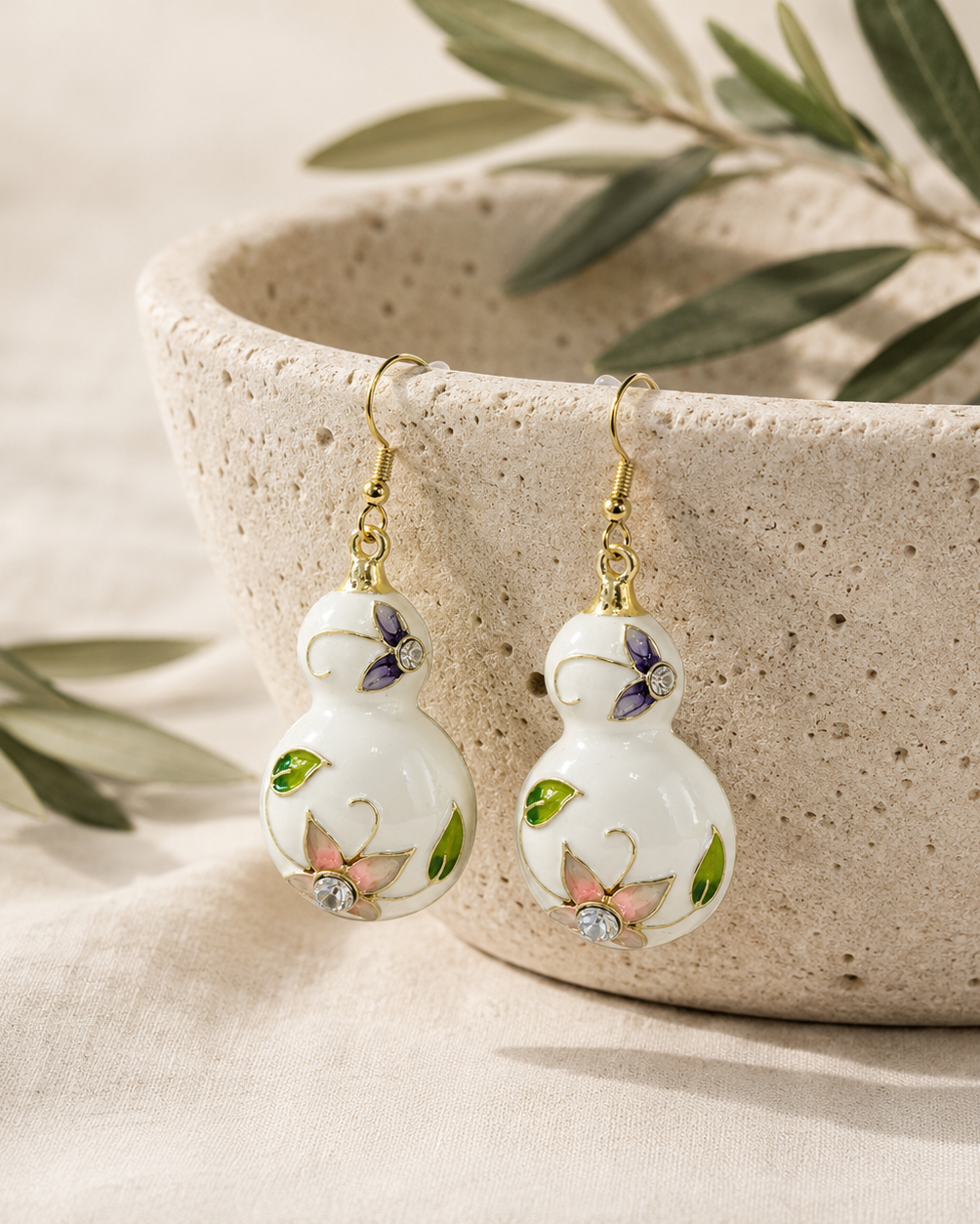 Earring Enamel Rin - Drop - Assorted