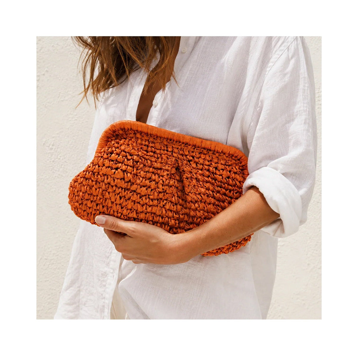 Clutch Elody Straw - Orange