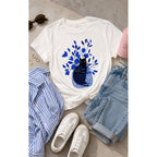 Tshirt - Black Cat in Basket - White