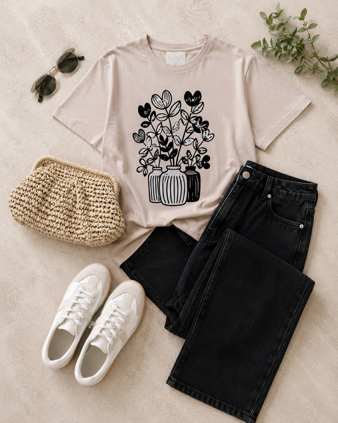 Vase B&W Tshirt - Taupe