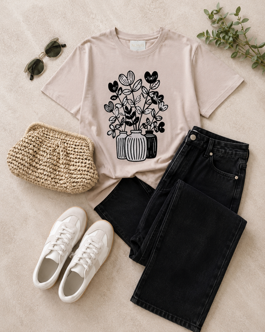 Vase B&W Tshirt - Taupe