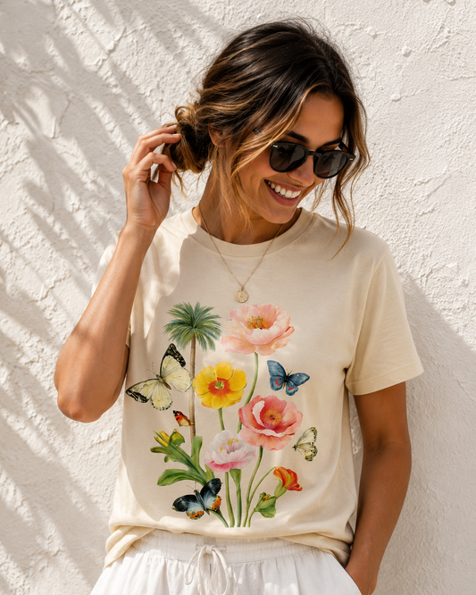 Botanical Butterfly Tshirt - Cream