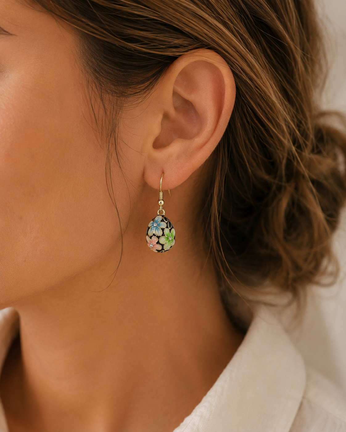 Earring Enamel Hana - Drop - Assorted