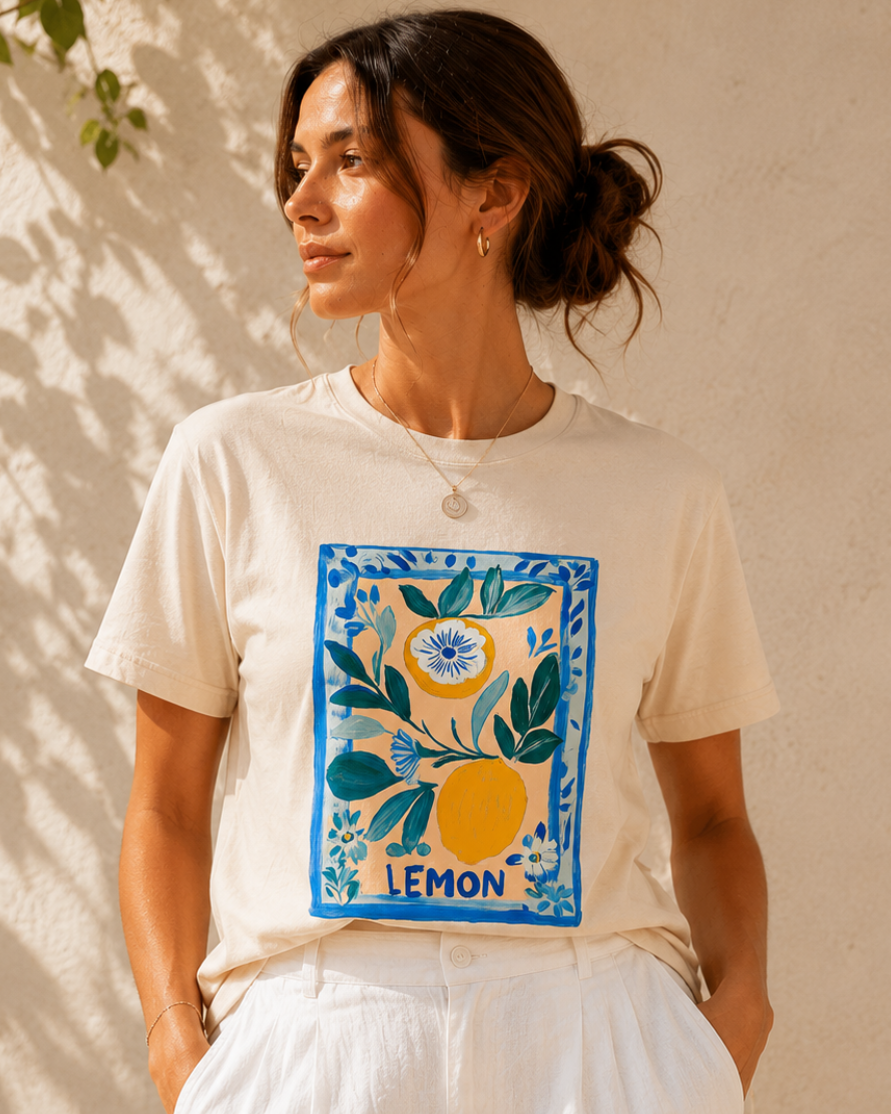 Lemon Tile Tshirt - Cream