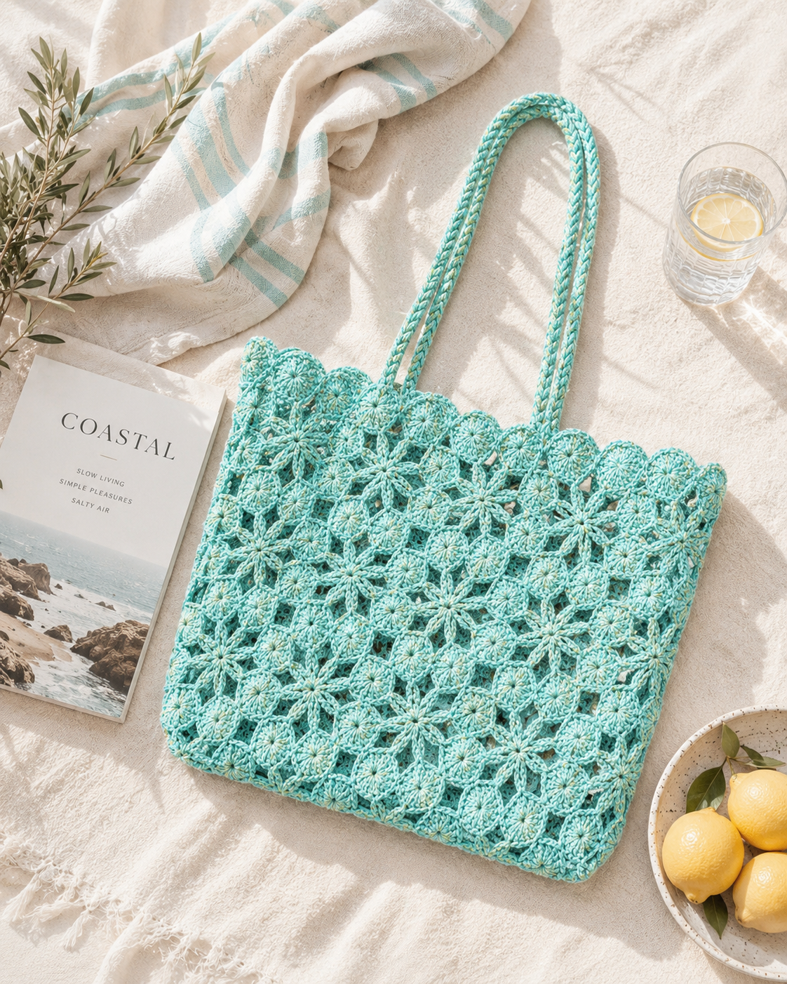 Crochet Tote Corallo - Green Aegean