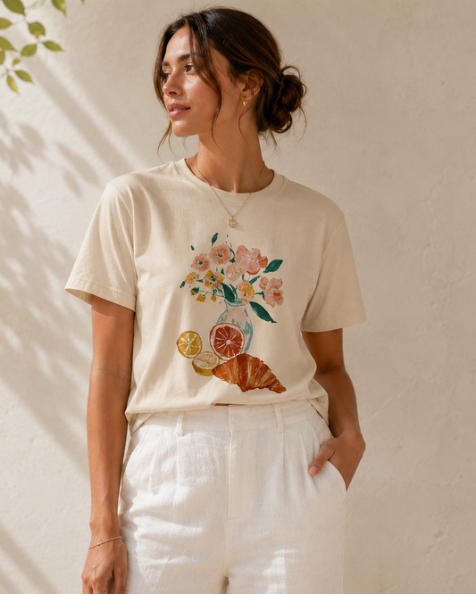 Morning Croissant Tshirt - Cream