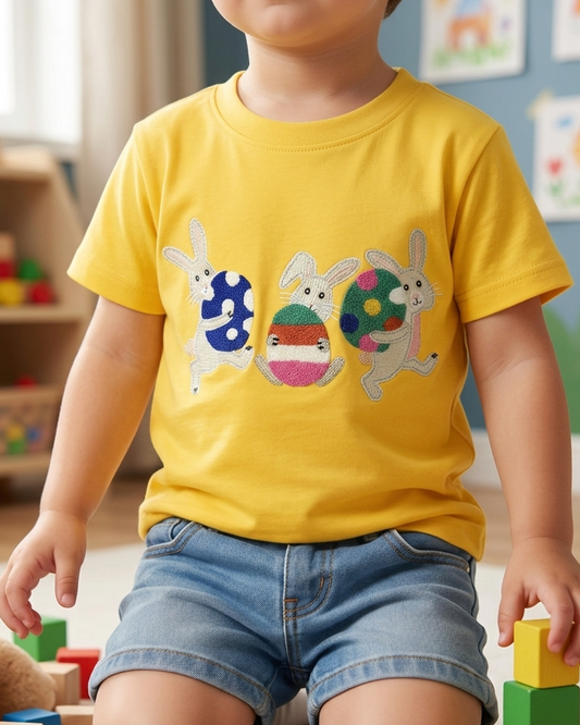 Easter Hunt Tshirt - Yellow Bunnies