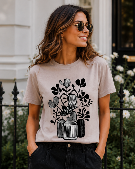Vase B&W Tshirt - Taupe