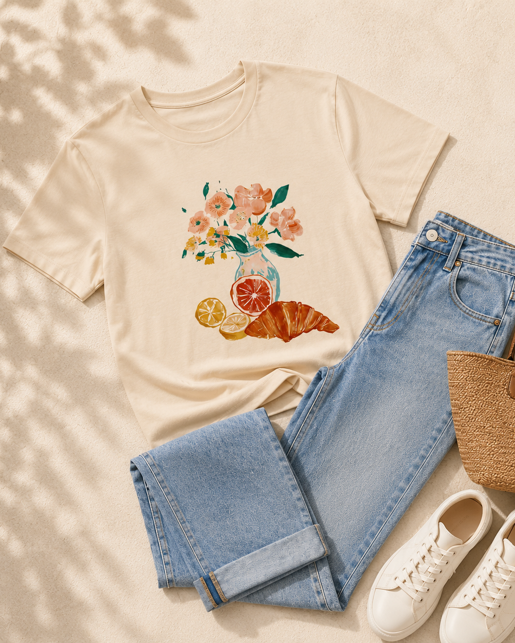 Morning Croissant Tshirt - Cream