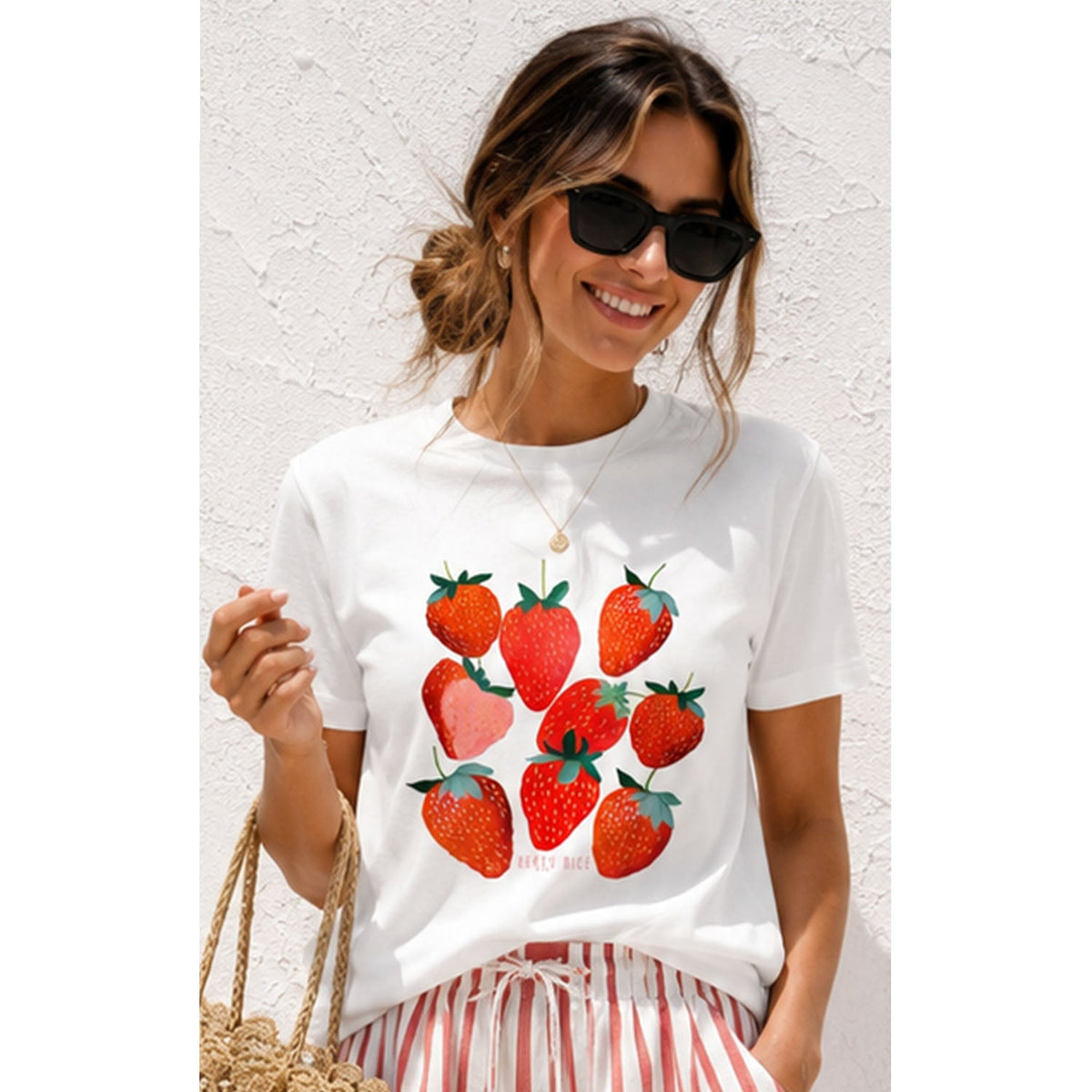 TShirt - Strawberries Berry Cute - White