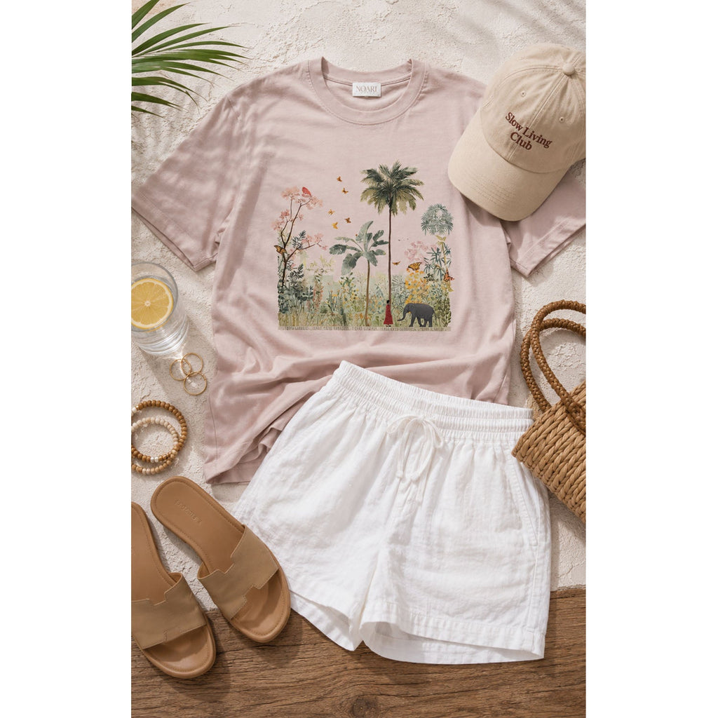 TShirt - Girl & Elephant - Taupe