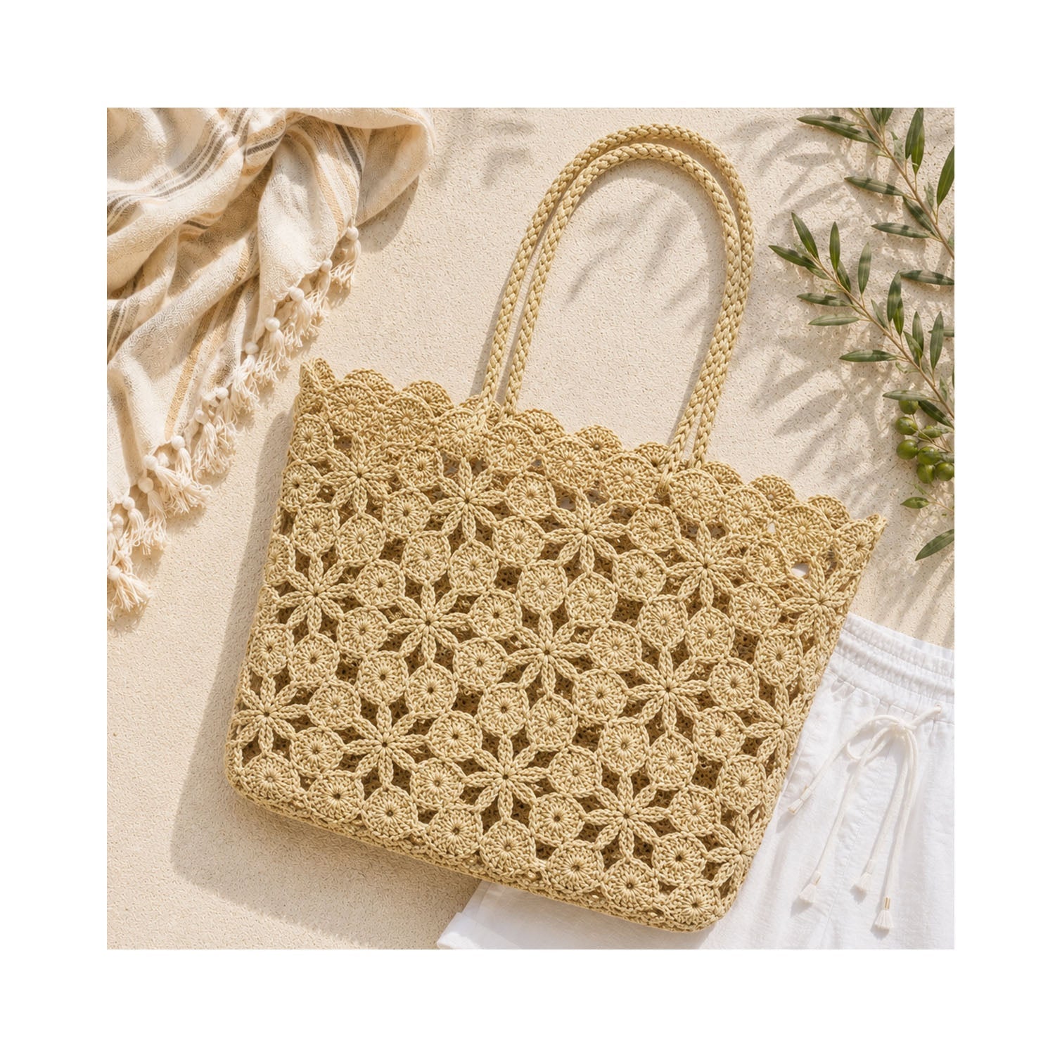 Tote Corallo Crochet - Natural sand
