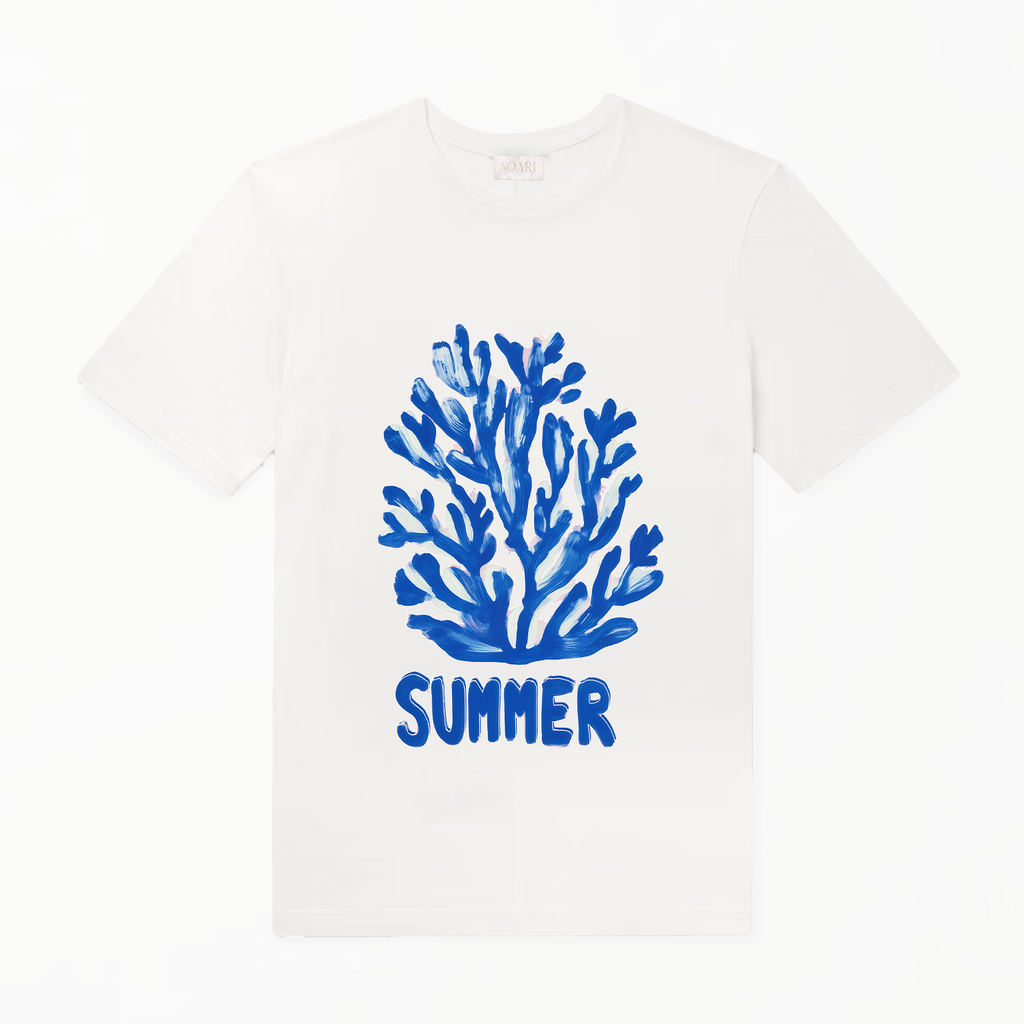 TShirt - Blue Coral SUMMER - White