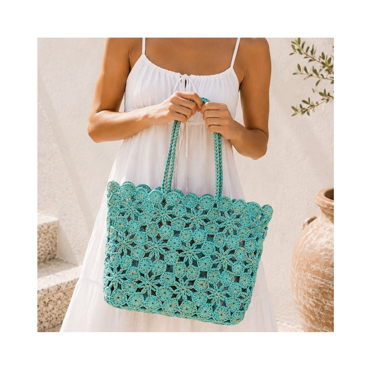 Tote Corallo Crochet - Green Aegean