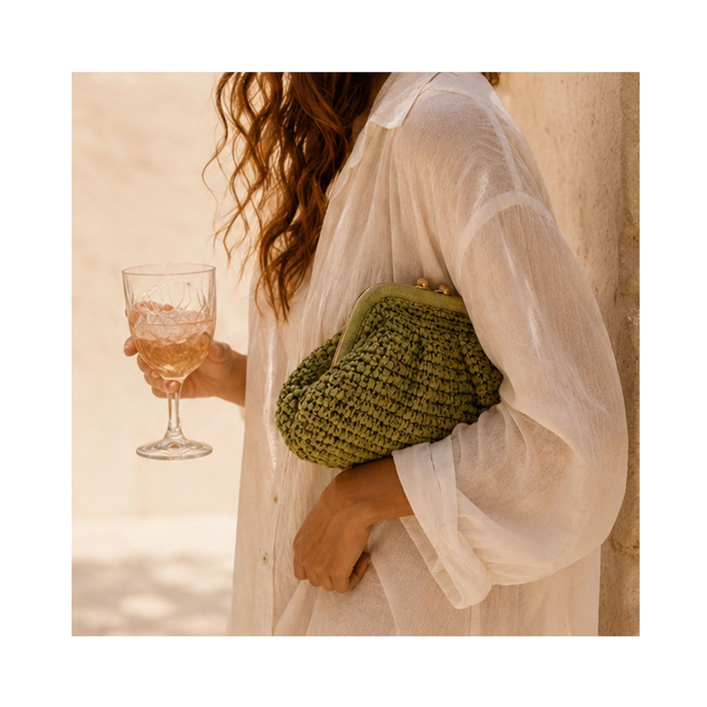 Clutch Elody Straw - Matcha