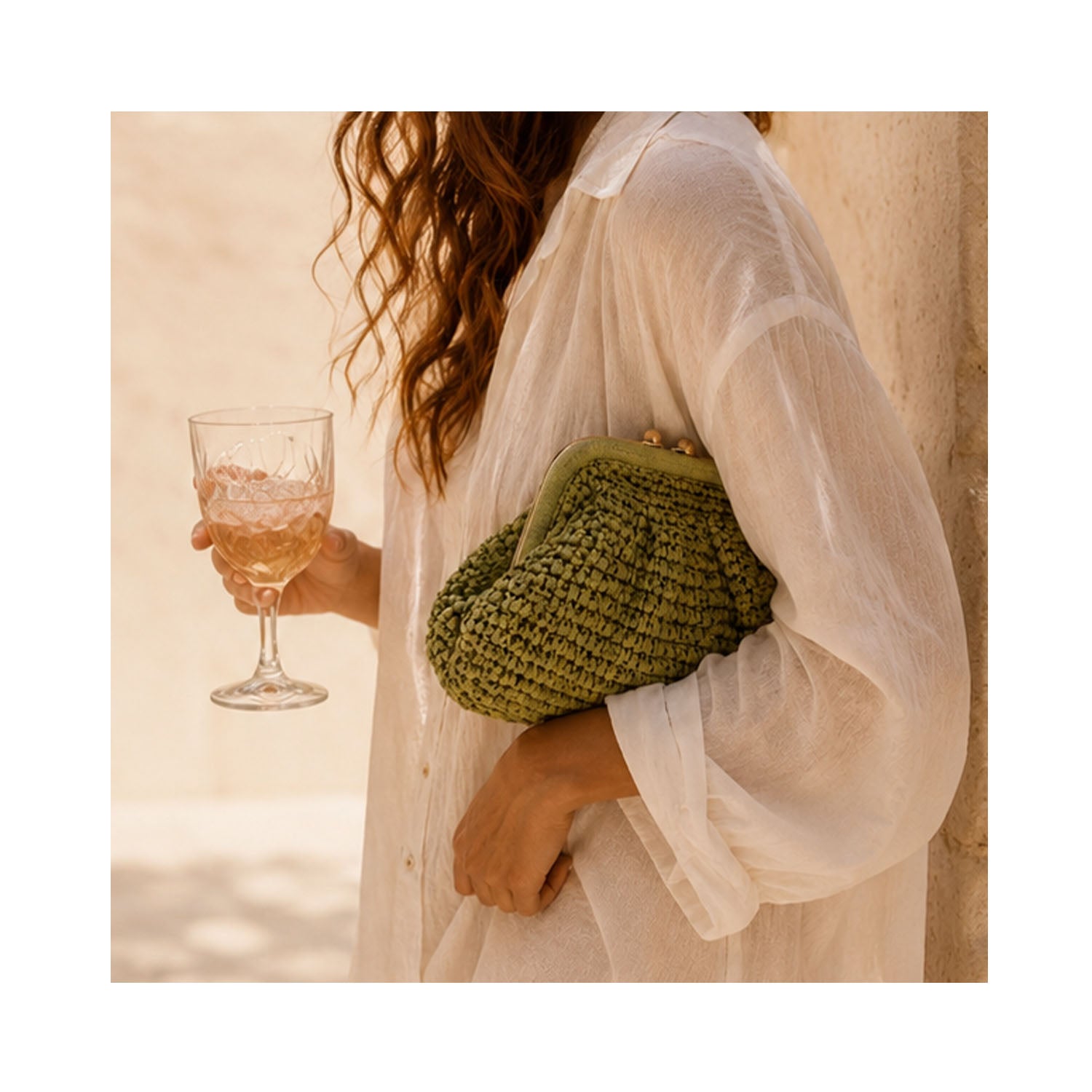 Clutch Elody Straw - Matcha