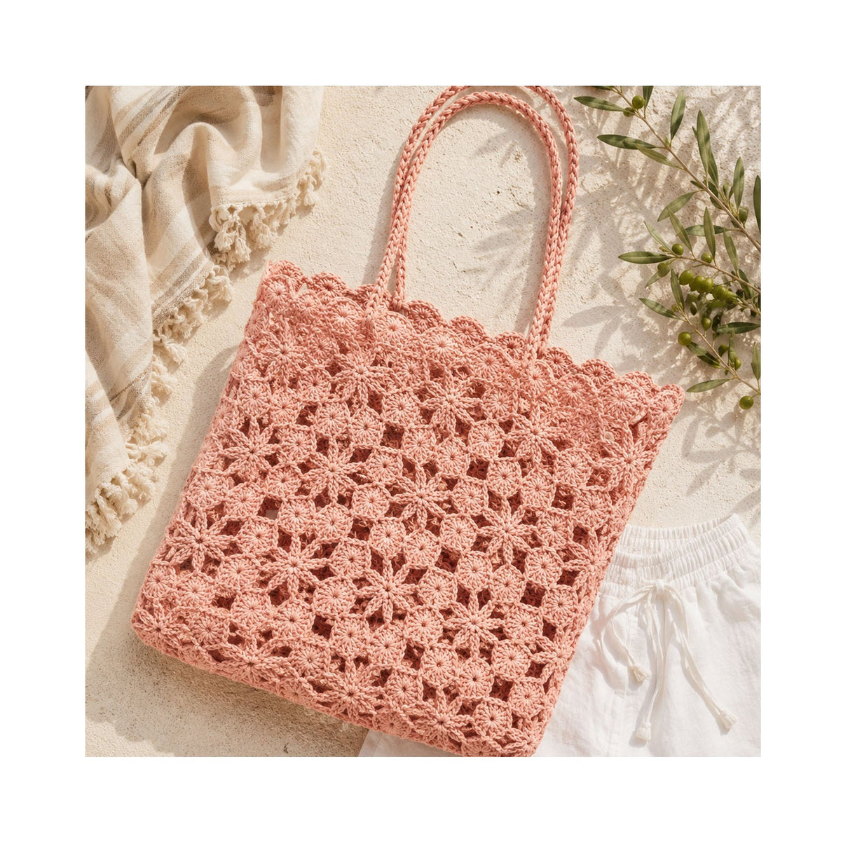 Tote Corallo Crochet - Pink Coral
