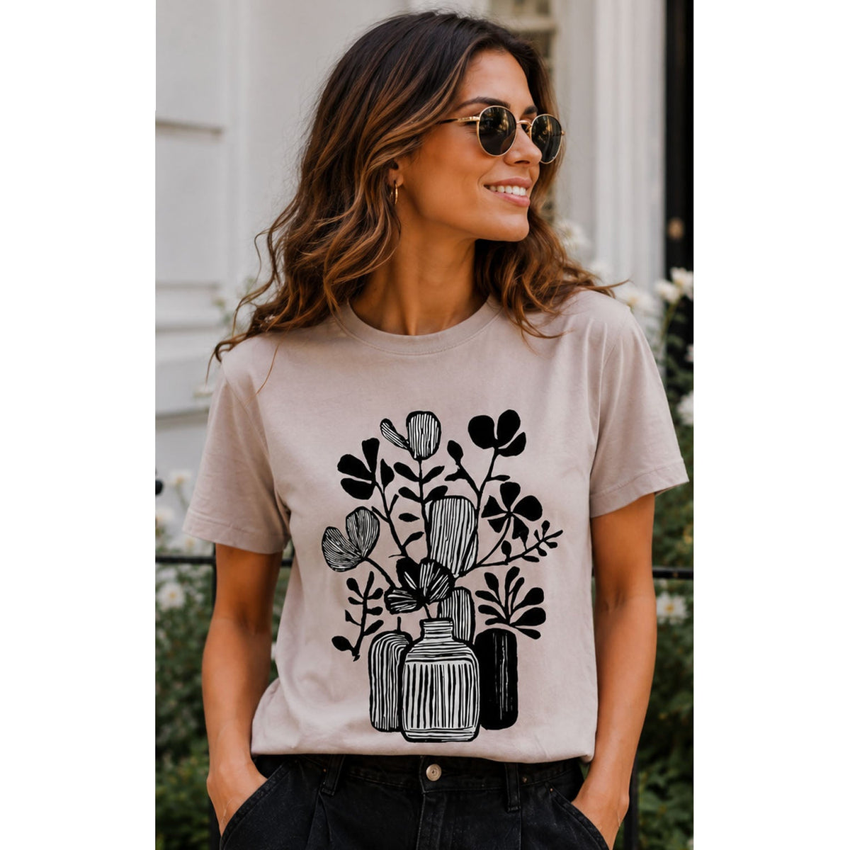 TShirt - Vase B&W - Taupe