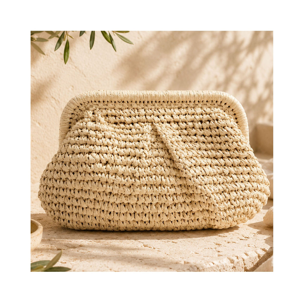 Clutch Elody Straw - Ivory