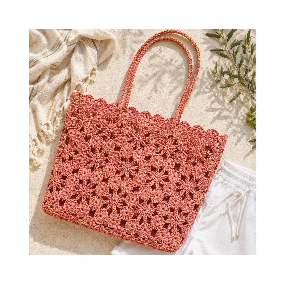 Tote Corallo Crochet - Pink Rose