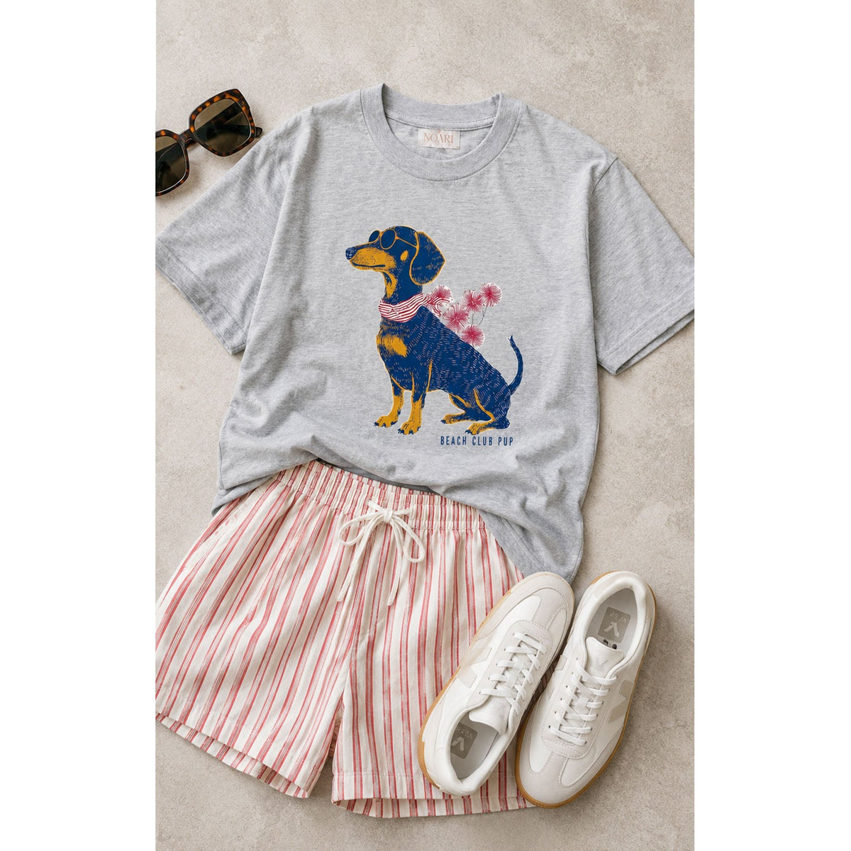 Tshirt - Beach Club Pup - Grey