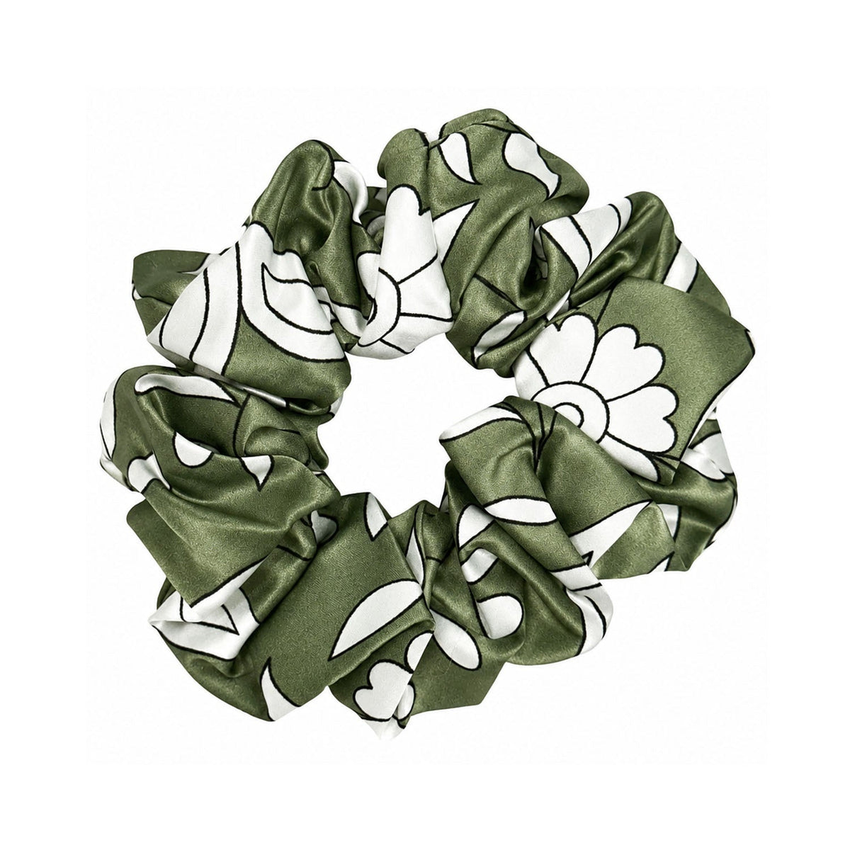 Silk Scrunchie - Olive Grove