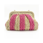 Clutch Elody Straw - Pink Stripe