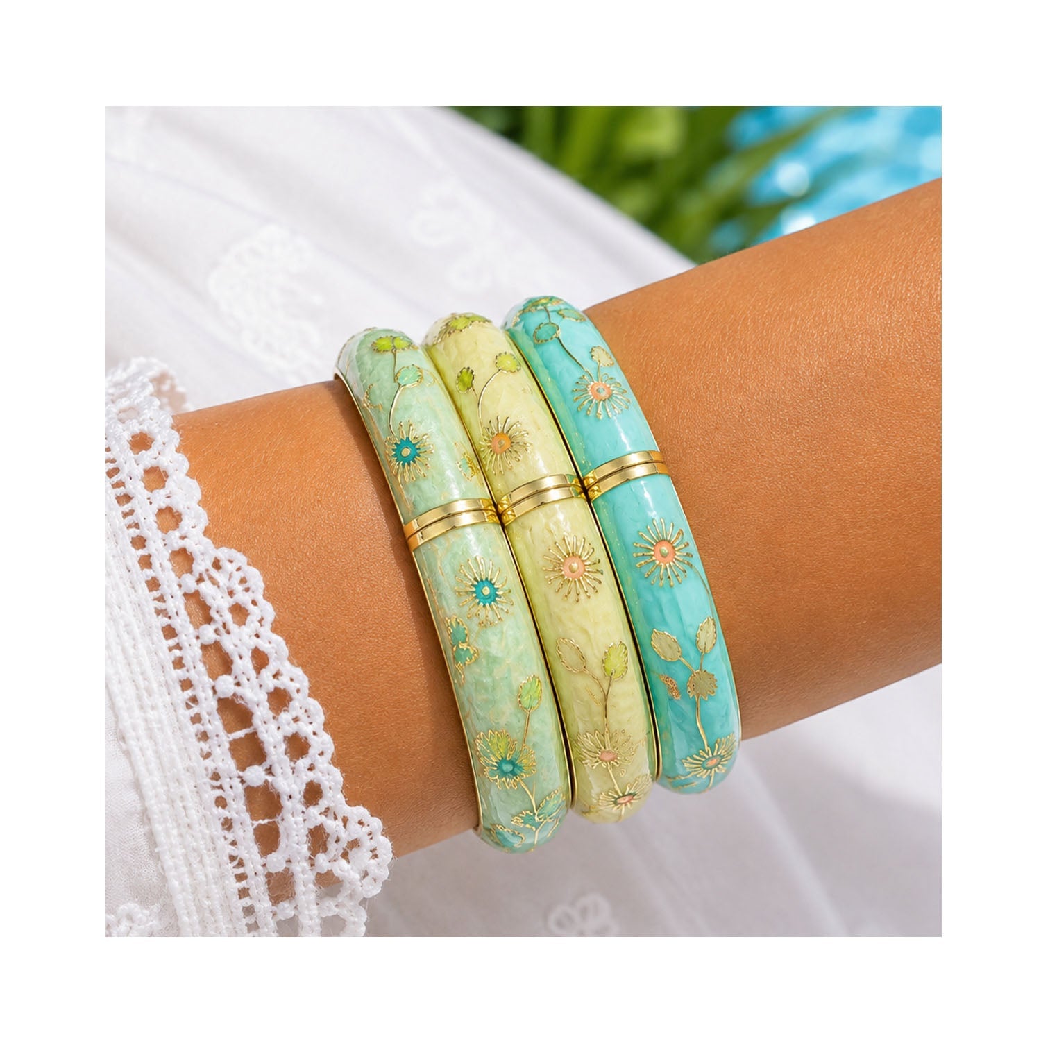 Bangle Enamel - Vine Pale Blue