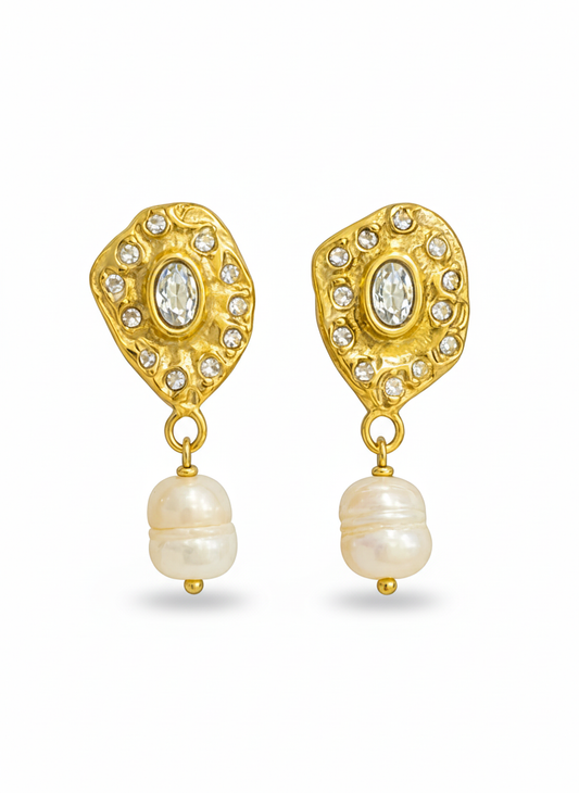 Zirconia & Pearl Drop Earring